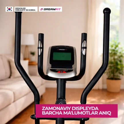 Эллиптический тренажёр DreamFit DF-707E чёрный — орбитрек для дома, кардиотренажёр, 120 кг, 8 уровней нагрузки